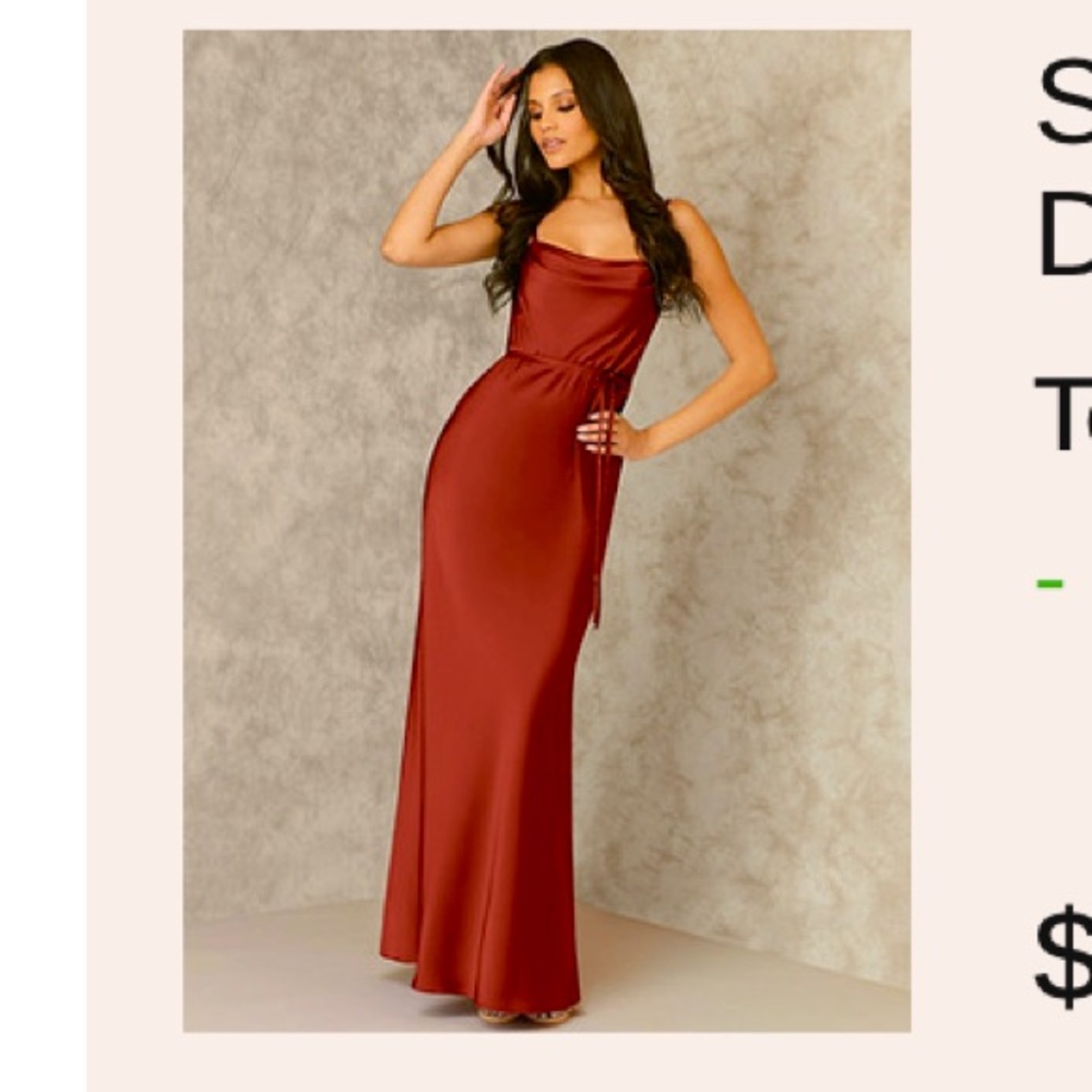 Azazie Satin Terracotta Gown